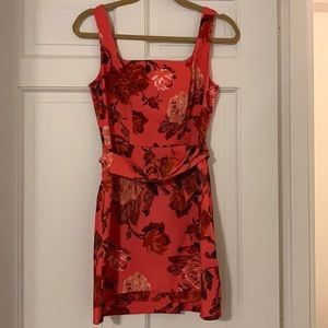 Hot pink cocktail dress with belt